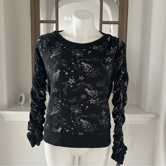 Chaser Scrunched Sleeves Sweatshirt Shooting Stars Size M New w/Tag - Picture 4 of 13